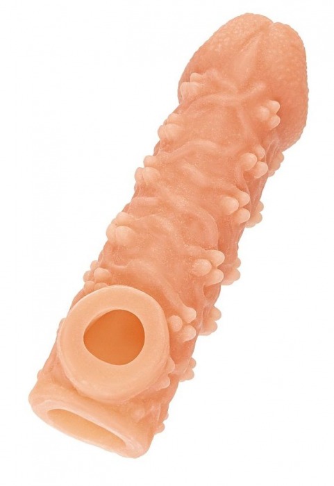 Телесная закрытая насадка с пучками шишечек Cock Sleeve Size L - 17,6 см. - KOKOS - в Шахтах купить с доставкой