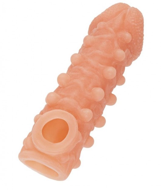 Телесная закрытая насадка с шариками Cock Sleeve Size L - 17,6 см. - KOKOS - в Шахтах купить с доставкой