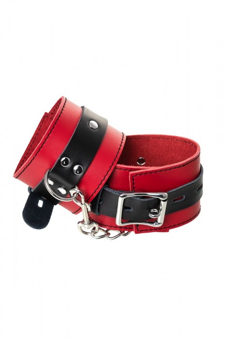 Красно-черные оковы на ноги из кожи - ToyFa - купить с доставкой в Шахтах