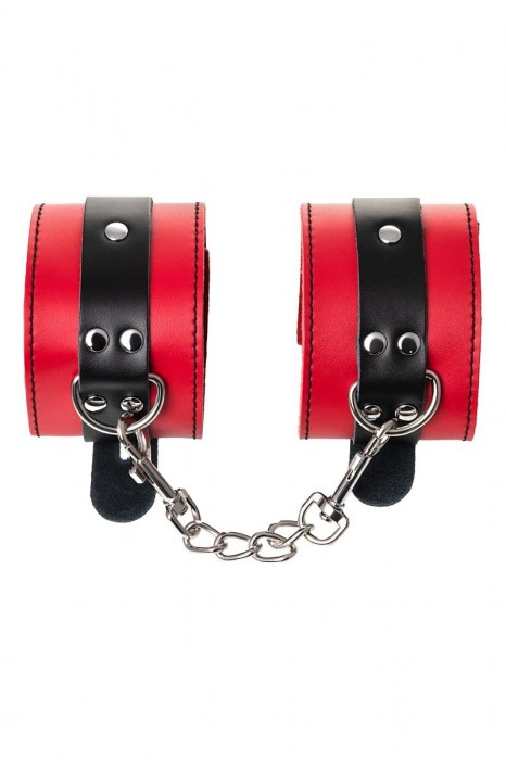 Красно-черные оковы на ноги из кожи - ToyFa - купить с доставкой в Шахтах