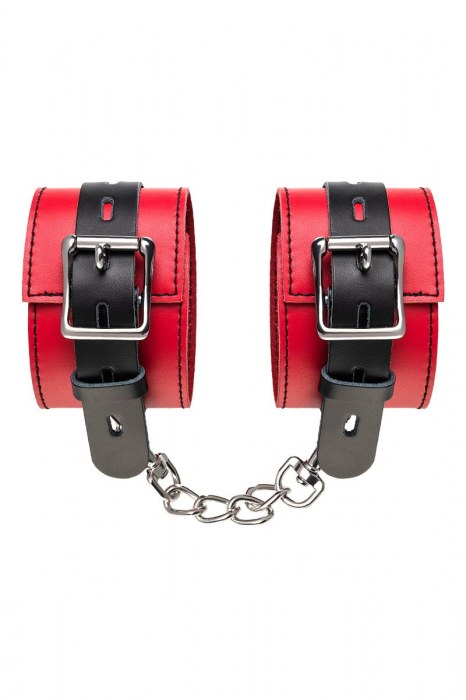 Красно-черные оковы на ноги из кожи - ToyFa - купить с доставкой в Шахтах