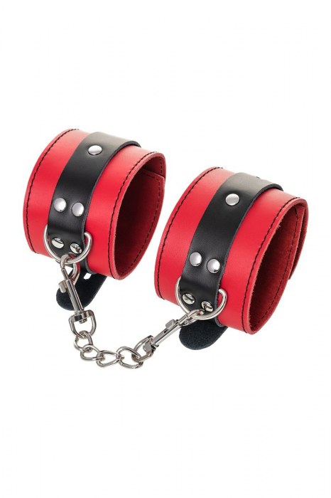 Красно-черные оковы на ноги из кожи - ToyFa - купить с доставкой в Шахтах