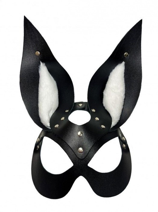 Черная маска зайки с белым мехом на ушках Miss Bunny - БДСМ Арсенал - купить с доставкой в Шахтах