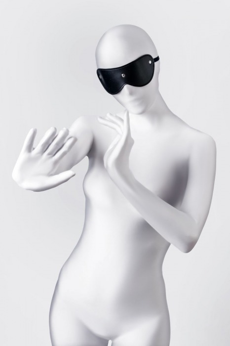 Черная кожаная маска Anonymo с мягким подкладом - ToyFa - купить с доставкой в Шахтах