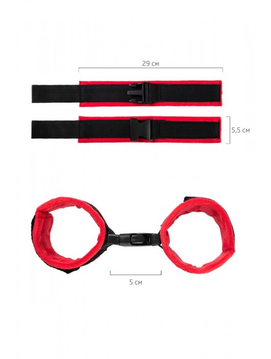 Красно-черные велюровые оковы Anonymo - ToyFa - купить с доставкой в Шахтах