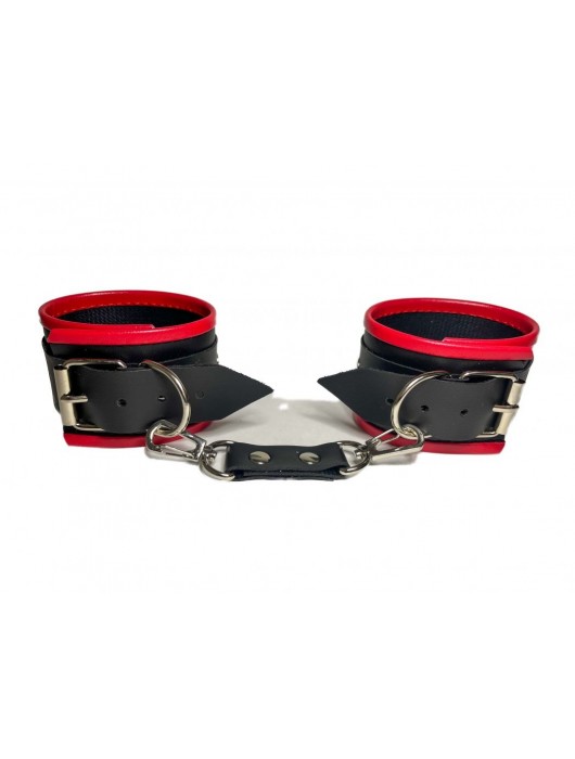 Черно-красные наручники из эко-кожи - БДСМ Арсенал - купить с доставкой в Шахтах