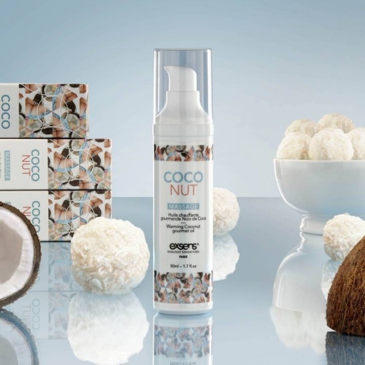 Разогревающее массажное масло с ароматом кокоса Gourmet Coconut - 50 мл. - Exsens - купить с доставкой в Шахтах
