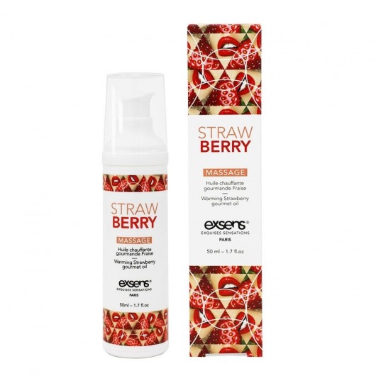 Разогревающее массажное масло  с ароматом клубники Gourmet Strawberry - 50 мл. - Exsens - купить с доставкой в Шахтах