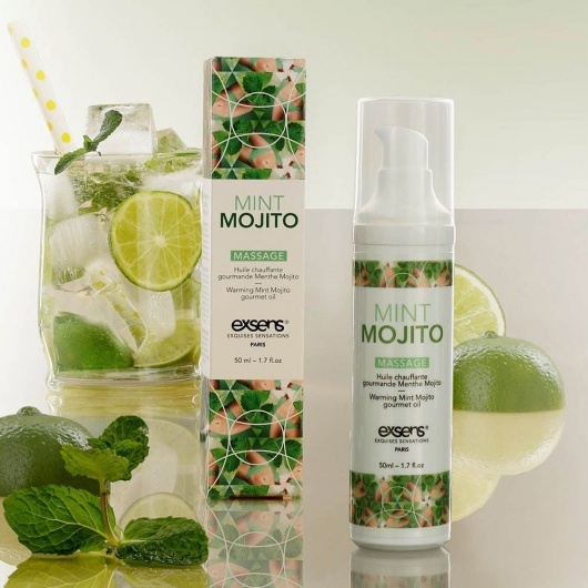 Разогревающее массажное масло с ароматом мохито Gourmet Mint Mojito - 50 мл. - Exsens - купить с доставкой в Шахтах