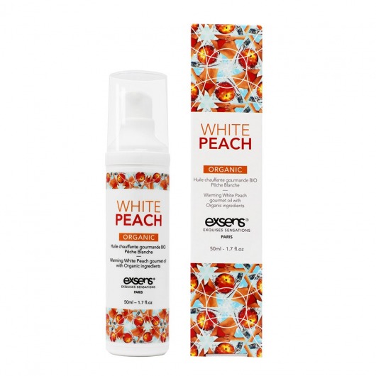 Разогревающее массажное масло Gourmet White Peach Organic с органическими ингредиентами - 50 мл. - Exsens - купить с доставкой в Шахтах
