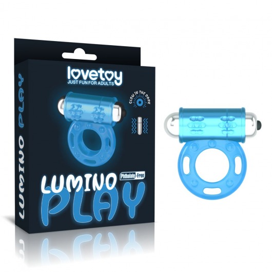 Голубое, светящееся в темноте эрекционное виброкольцо Lumino Play Vibrating Penis Ring - Lovetoy - в Шахтах купить с доставкой