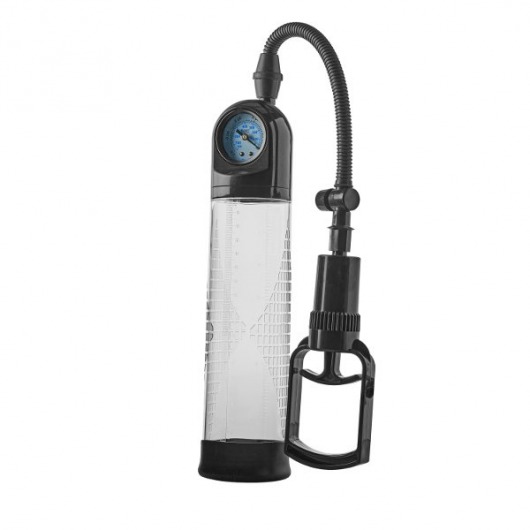 Прозрачная вакуумная помпа с манометром Deluxe Penis Pump - Dream Toys - в Шахтах купить с доставкой