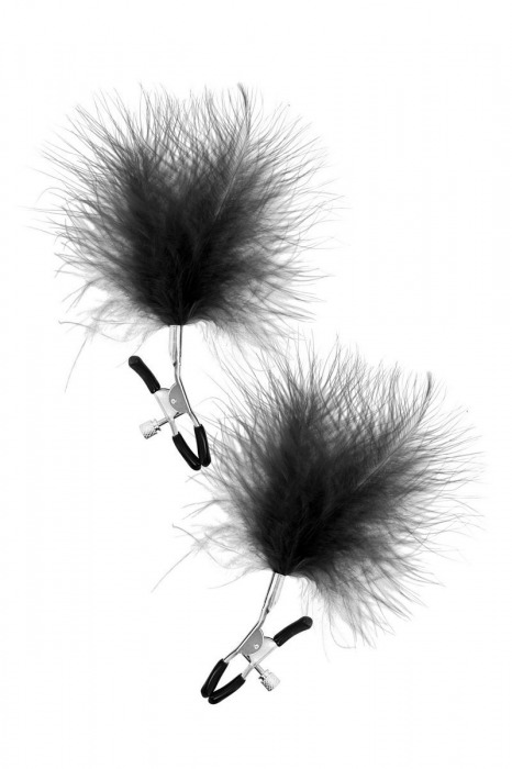 Зажимы на соски с черными пуховыми кисточками Sweet Caress Feather Nipple Clumps - Sweet Caress - купить с доставкой в Шахтах
