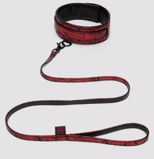 Стильный ошейник с поводком Reversible Faux Leather Collar and Lead - Fifty Shades of Grey - купить с доставкой в Шахтах