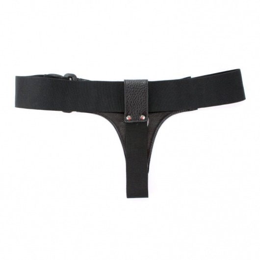 Чёрные трусики для страпона из натуральной кожи - БДСМ Арсенал - купить с доставкой в Шахтах