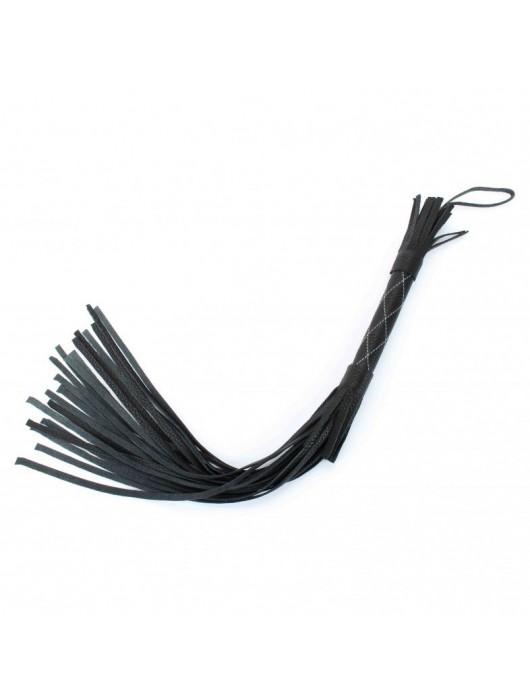 Аккуратная чёрная плетка  из натуральной кожи - БДСМ Арсенал - купить с доставкой в Шахтах