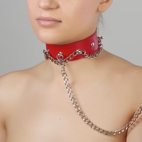 Красный ошейник из натуральной кожи - Sitabella - купить с доставкой в Шахтах