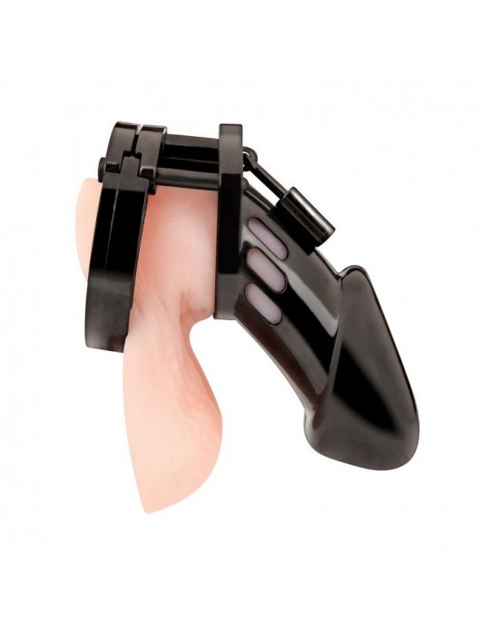 Черная акриловая клетка целомудрия для члена с замком - BlueLine - купить с доставкой в Шахтах