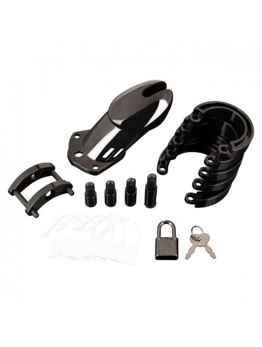 Черная акриловая клетка целомудрия для члена с замком - BlueLine - купить с доставкой в Шахтах