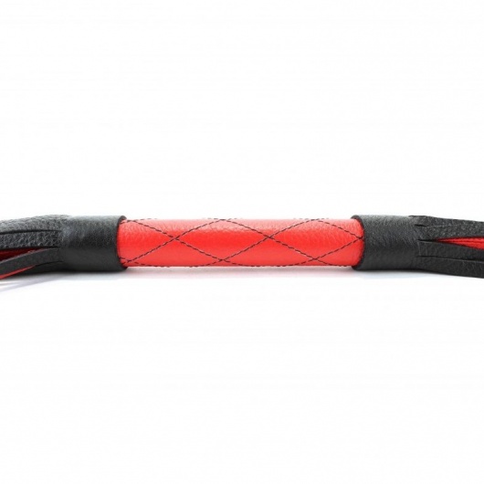 Красно-черная кожаная плётка - 51 см. - БДСМ Арсенал - купить с доставкой в Шахтах