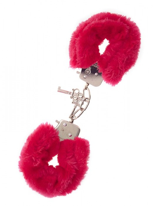 Металлические наручники с красной меховой опушкой METAL HANDCUFF WITH PLUSH RED - Dream Toys - купить с доставкой в Шахтах