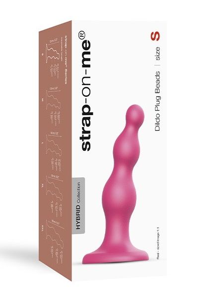 Розовая насадка Strap-On-Me Dildo Plug Beads size S - Strap-on-me - купить с доставкой в Шахтах