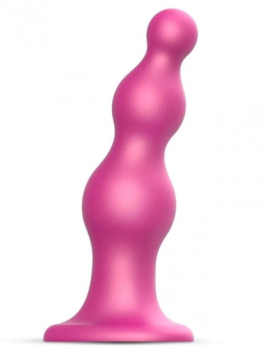 Розовая насадка Strap-On-Me Dildo Plug Beads size L - Strap-on-me - купить с доставкой в Шахтах