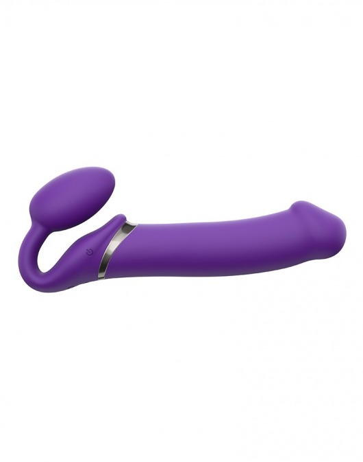 Фиолетовый безремневой вибрострапон Silicone Bendable Strap-On - size XL - Strap-on-me - купить с доставкой в Шахтах