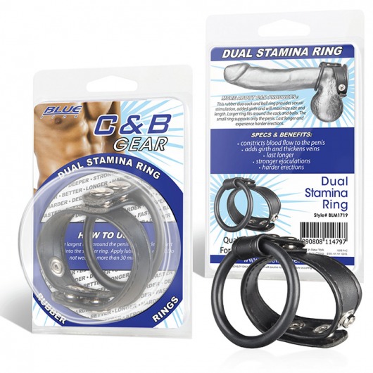 Двойное кольцо выносливости на пенис DUAL STAMINA RING - BlueLine - в Шахтах купить с доставкой