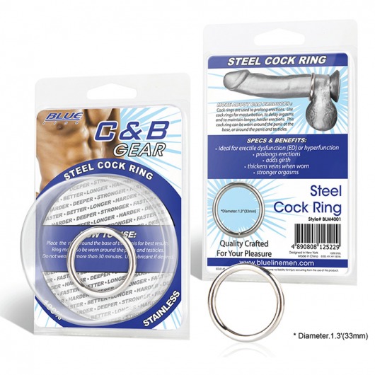 Стальное эрекционное кольцо STEEL COCK RING - 3.5 см. - BlueLine - в Шахтах купить с доставкой