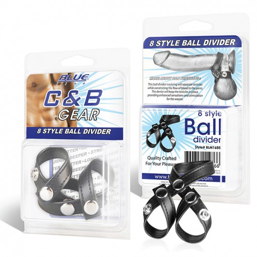 Разделитель мошонки из искусственной кожи на клепках 8 STYLE BALL DIVIDER - BlueLine - купить с доставкой в Шахтах