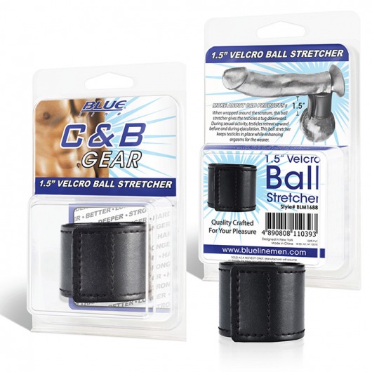 Хомут-утяжка для мошонки из искусственной кожи на липучке VELCRO BALL STRETCHER- 4 см. - BlueLine - в Шахтах купить с доставкой