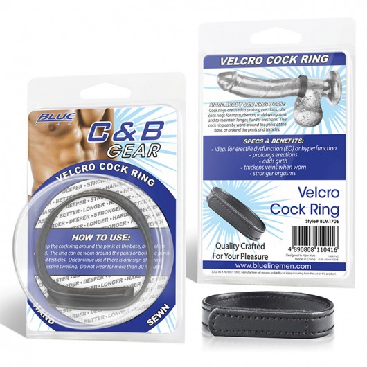 Кольцо на пенис из искусственной кожи на липучке VELCRO COCK RING - 5 см. - BlueLine - в Шахтах купить с доставкой
