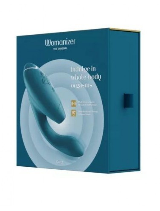 Бирюзовый вибратор Womanizer Duo 2 с бесконтактной клиторальной стимуляцией - Womanizer