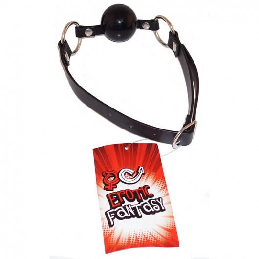 Силиконовый черный кляп-шарик на ремне Black Ballgag - Erotic Fantasy - купить с доставкой в Шахтах