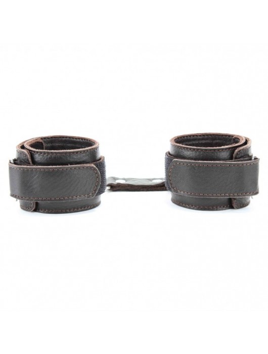 Коричневые кожаные оковы с клепками - БДСМ Арсенал - купить с доставкой в Шахтах