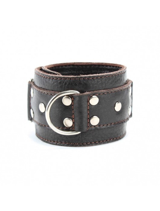 Коричневые кожаные оковы с клепками - БДСМ Арсенал - купить с доставкой в Шахтах