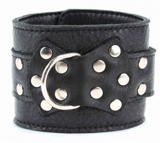 Чёрные наручники  из кожи с пряжкой - БДСМ Арсенал - купить с доставкой в Шахтах