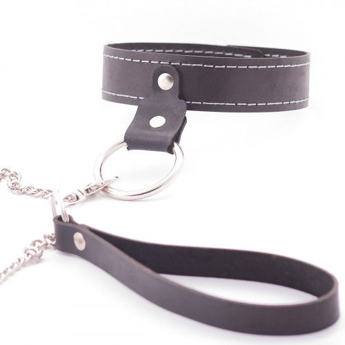 Узкий однослойный ошейник с поводком - Crazy Handmade - купить с доставкой в Шахтах