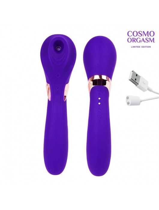 Фиолетовый вакуумный стимулятор с вибрацией - 18,4 см. - Cosmo