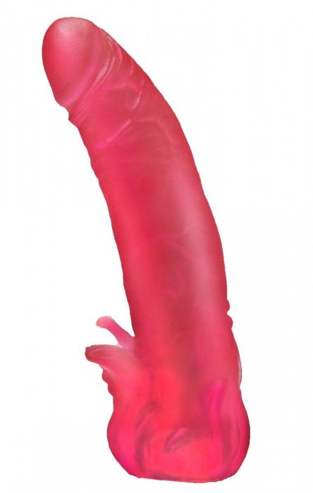 Розовая насадка для страпона с клиторальными лепестками - 18,5 см. - LOVETOY (А-Полимер) - купить с доставкой в Шахтах