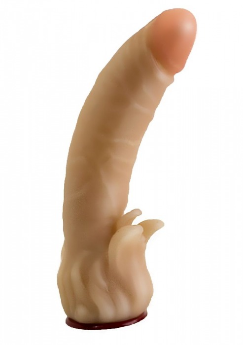 Телесная гелевая насадка-фаллос с клиторальными лепестками - 18,5 см. - LOVETOY (А-Полимер) - купить с доставкой в Шахтах