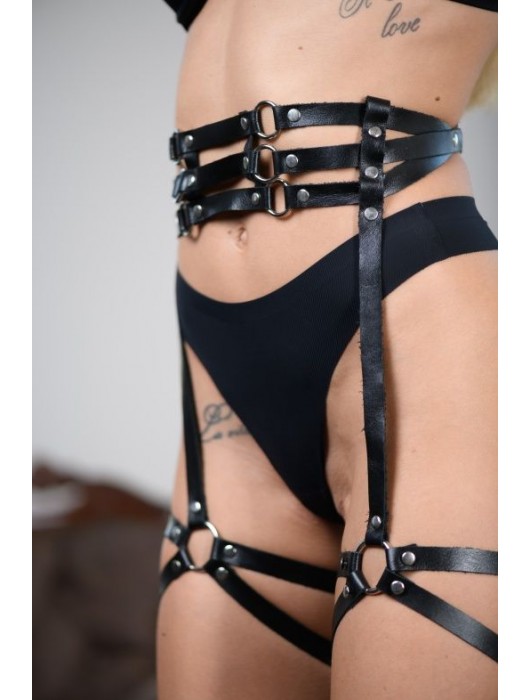 Кожаные гартеры на поясе Esteria - БДСМ Арсенал - купить с доставкой в Шахтах