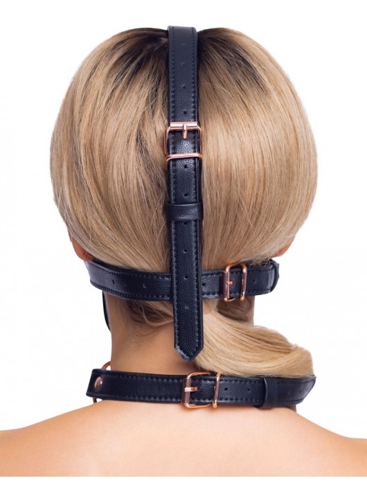 Черный намордник с кляпом-шаром Head Harness With A Gag - Orion - купить с доставкой в Шахтах