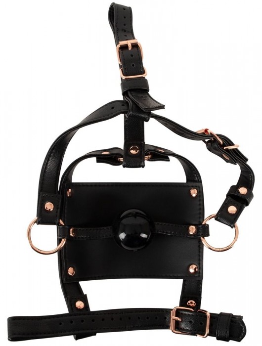 Черный намордник с кляпом-шаром Head Harness With A Gag - Orion - купить с доставкой в Шахтах
