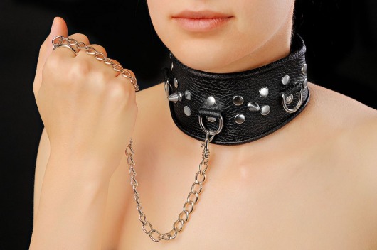 Чёрный ошейник из кожи - Sitabella - купить с доставкой в Шахтах