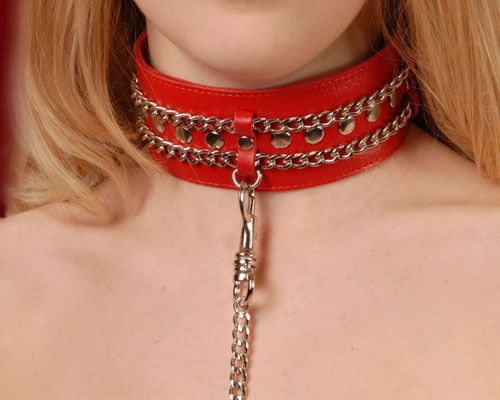 Красный ошейник с цепочками - Sitabella - купить с доставкой в Шахтах