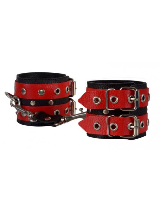 Красно-чёрные наручники из кожи - Sitabella - купить с доставкой в Шахтах