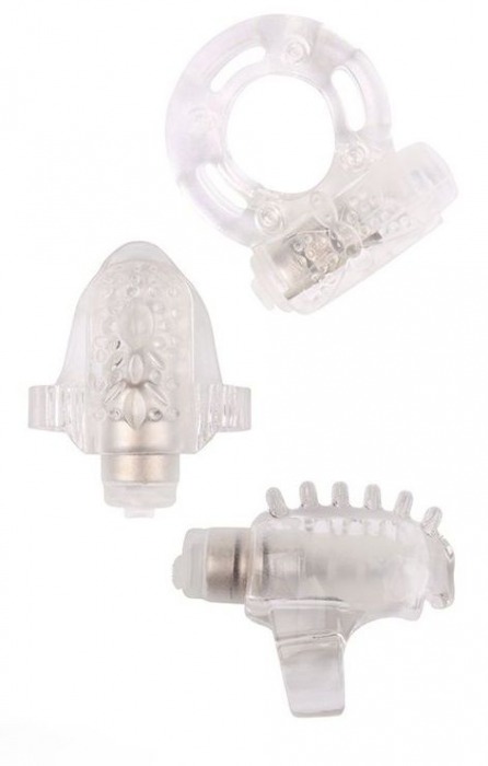 Набор из 3 прозрачных эрекционных колец с вибрацией Teasers Ring Kit - Chisa - в Шахтах купить с доставкой