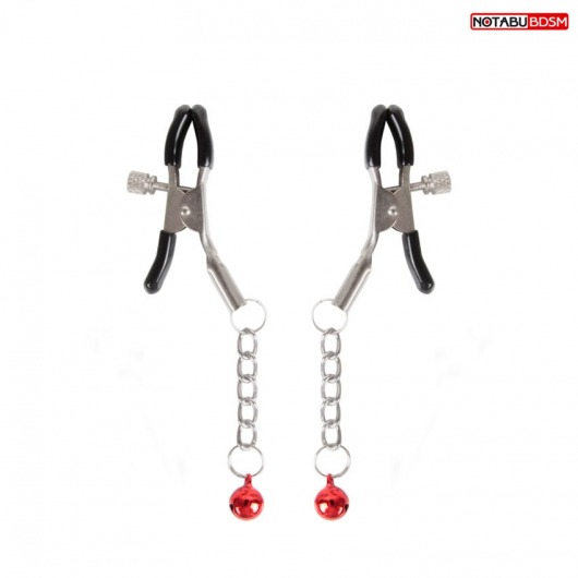 Серебристые зажимы на соски с шариками на цепочках - Notabu - купить с доставкой в Шахтах